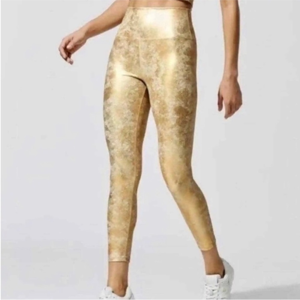 Carbon 38 Gold Leaterette High Rise 7/8 Leggings‎ Tight Size XL NWT